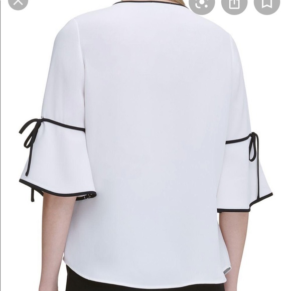 Calvin Klein Contrast Trim Elbow Sleeve top NWT - Picture 2 of 8